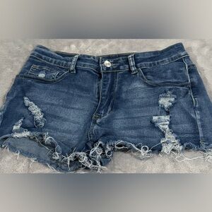 SHEIN Women's Distressed Denim Shorts Sz M EUC